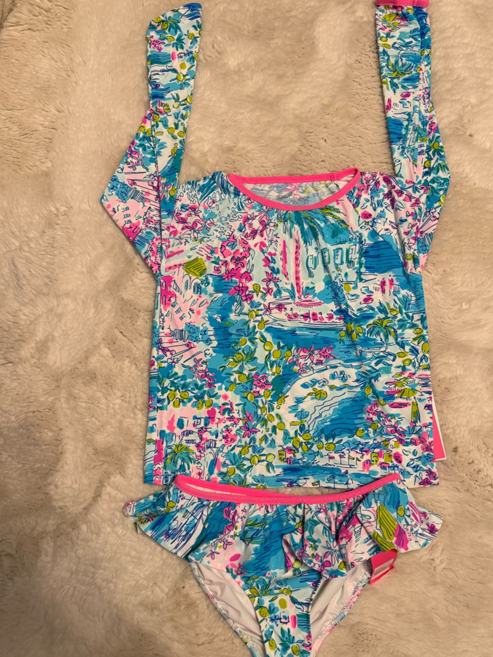 Lilly Pulitzer Girls Cora swimsuit rash guard NWT